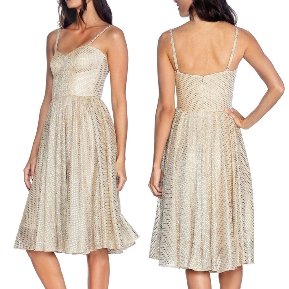 Dress the Population Rachael Dress gold new with tag large